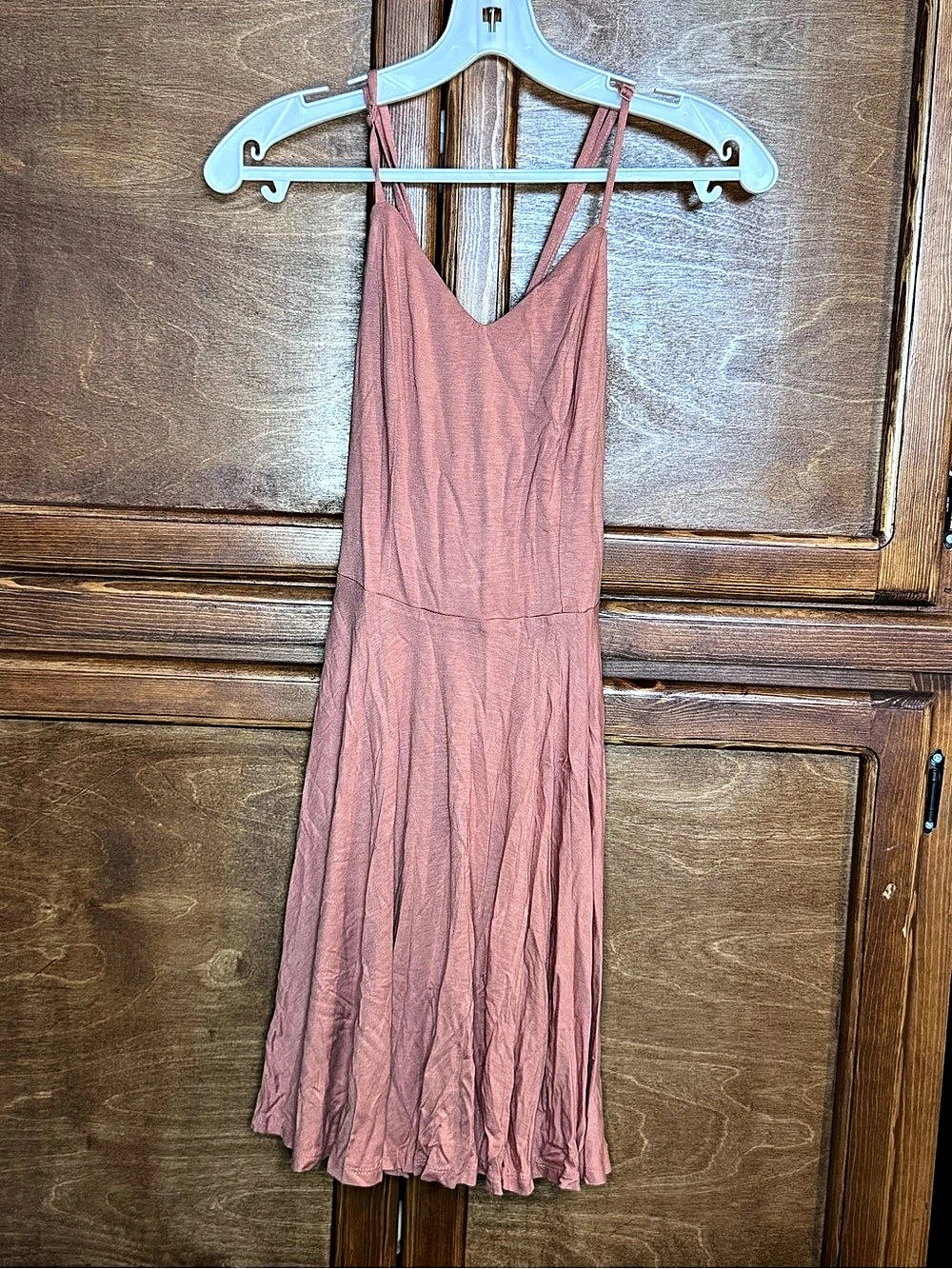 Forever 21 Short Peach Criss-Cross Back Skater Dress Pink Small